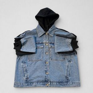 NWT KBB by Kahlana Target Medium Wash Denim Jacket Hoodie Unisex Streetwear XL